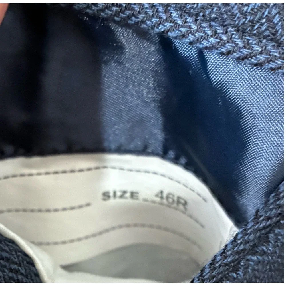 Methode Mens Blue Herringbone Blazer Three Button Sport Coat Jacket